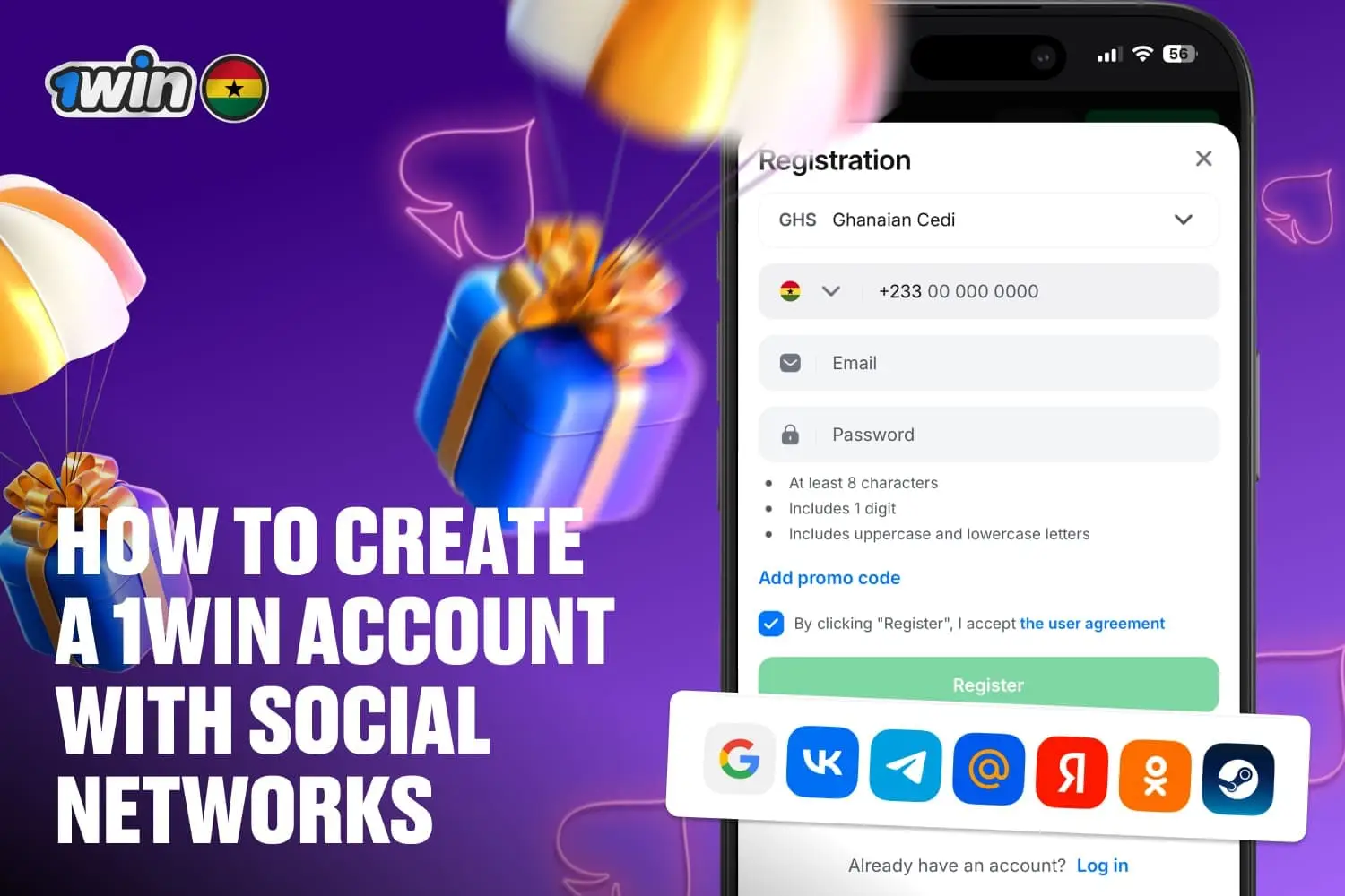 social media registration option